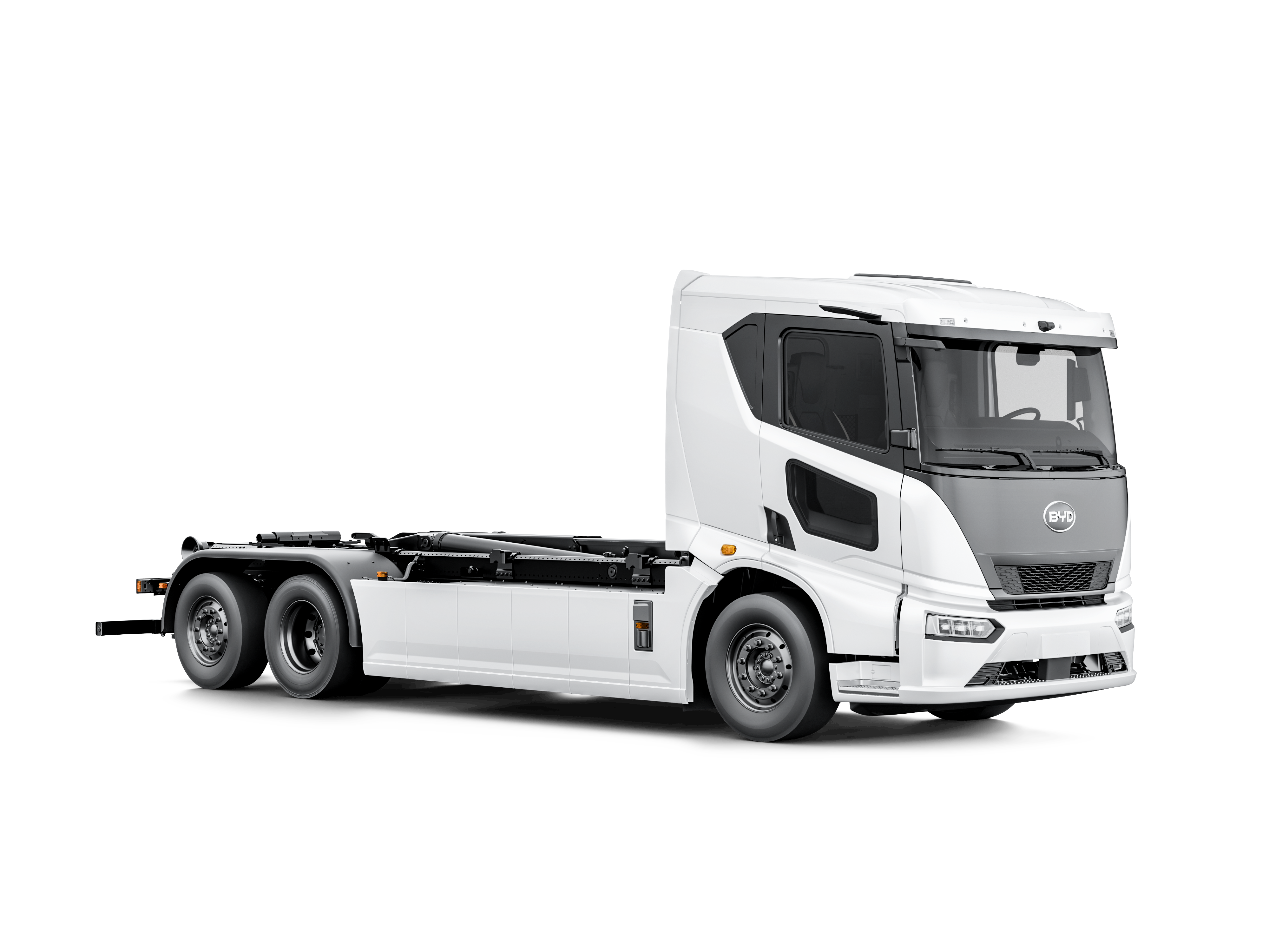 BYD ETH28 flat-roof hooklift truck, right front view